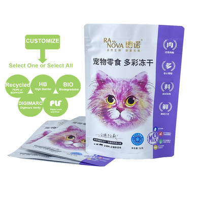 Custom Reusable Ziplock Plastic Bag for Pet Snack Food for Chewing Gum DDP USA