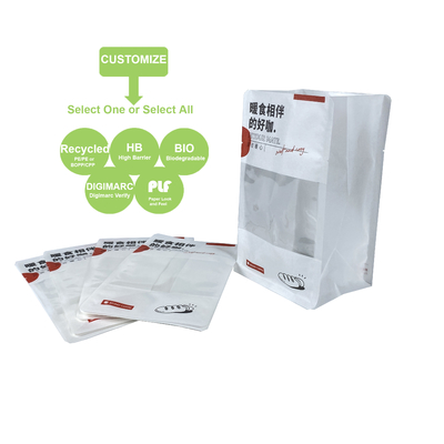 Hot Sale Bread Bag With Clear Window Resealable Stand up Zip Lock Snacks Dried Fruit Packaging Bag Paper Bag White Kraft