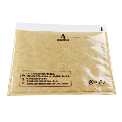 Custom Printed Logo Brown Window Paper Bag Food Grade Microwave Bag Gravure Printing Surface Microwave Safe Meat Pasta Heating