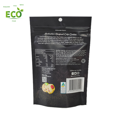 Custom Printing  Smell Proof Stand up Packaging Pouch With Zipper Good Sealing  Matte Black Packaging Bag for Cookies