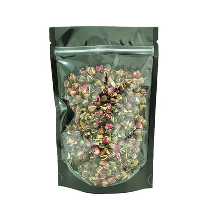 High Barrier Transparent Window Mylar Bags Smell Proof Stand up Packaging Pouch Resealable Zipper PE Tea Bags