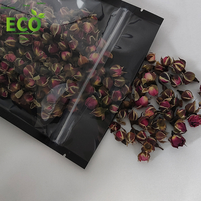 High Barrier Transparent Window Mylar Bags Smell Proof Stand up Packaging Pouch Resealable Zipper PE Tea Bags