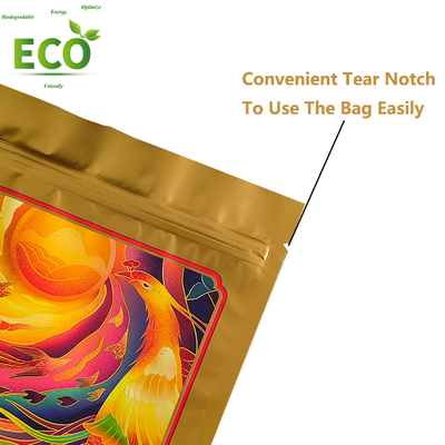 Custom Food Grade Stand up Pouch Mylar Bags With Heat Sealing for Snack Foods Tea Recyclable Plastic Packing Custom Logo