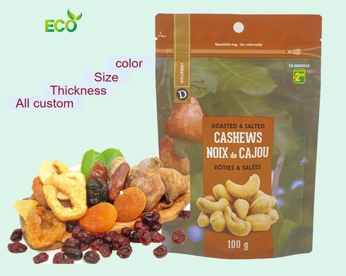 Custom Printing Food Grade Nut Stand up Ziplock Bag Plastic Pouch Packaging Food Bag Kraft Tea Packaging Biodegrade Pouch