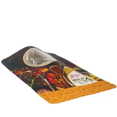 High Barrier Clear Window 100g 250g 500g Zipper Closure Powder Commercial Frosted Spice Bags for Seasoning