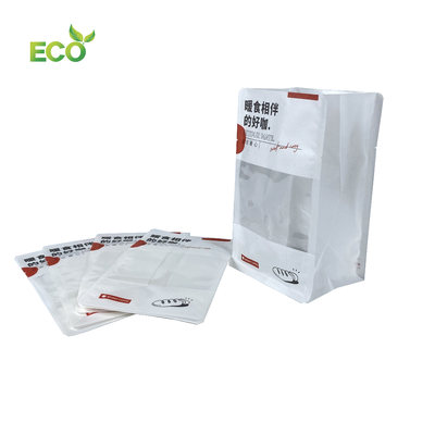 Hot Sale Bread Bag With Clear Window Resealable Stand up Zip Lock Snacks Dried Fruit Packaging Bag Paper Bag White Kraft