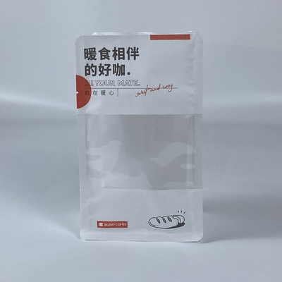 Hot Sale Bread Bag With Clear Window Resealable Stand up Zip Lock Snacks Dried Fruit Packaging Bag Paper Bag White Kraft