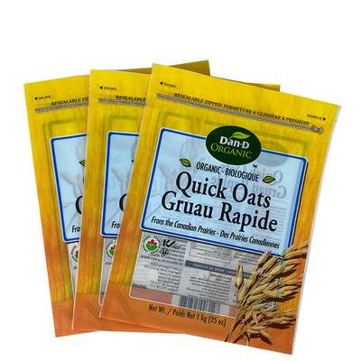Custom Printed Food Grade Reusable Zipper Mylar Bags Recyclable  Stand up Quick Oats Packaging Bags With Transparent Window