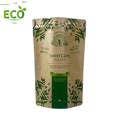 Custom Capacities and Logo Kraft Paper Bag With Window and Zipper Manufacturer for Food Nut Flour Tea Rice Powder Cookies