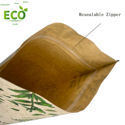 Custom Capacities and Logo Kraft Paper Bag With Window and Zipper Manufacturer for Food Nut Flour Tea Rice Powder Cookies
