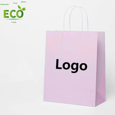 Custom Printing Biodegradable Restaurant Personalised Gift Twisted Handles Shipping Bag Brown and White Kraft Paper Bag