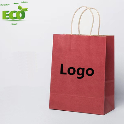 Custom Printing Biodegradable Restaurant Personalised Gift Twisted Handles Shipping Bag Brown and White Kraft Paper Bag