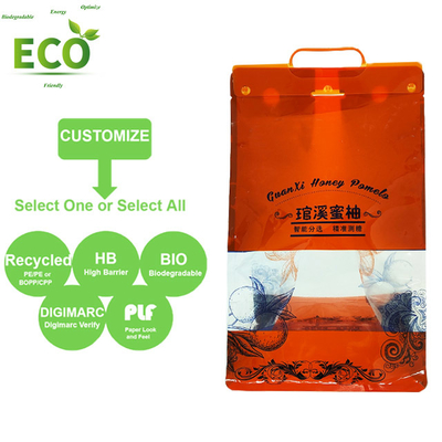 Hot Selling Custom Orange PE 8 Side Seal Bag 500g Super Strong Odor Proof Stand for Fruits Vegetables Secure for Sushi Custom