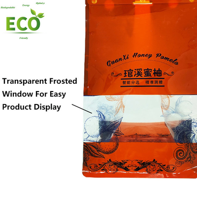 Hot Selling Custom Orange PE 8 Side Seal Bag 500g Super Strong Odor Proof Stand for Fruits Vegetables Secure for Sushi Custom